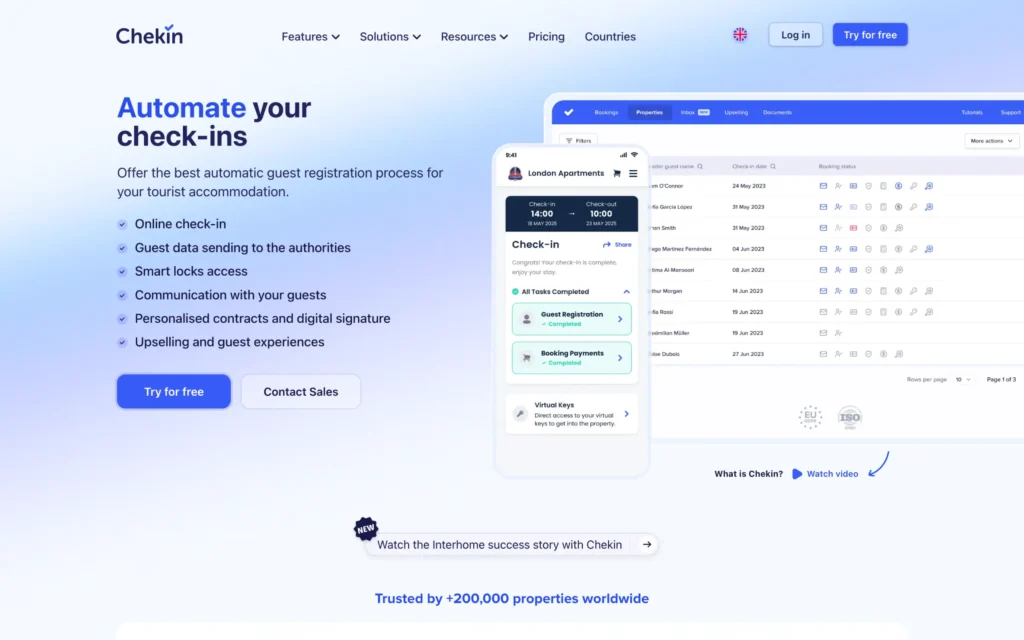 Chekin website development