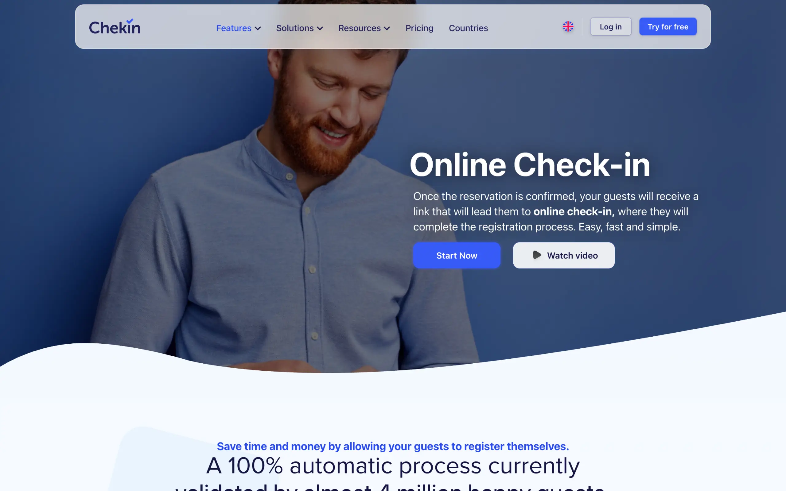 Chekin online check-in page