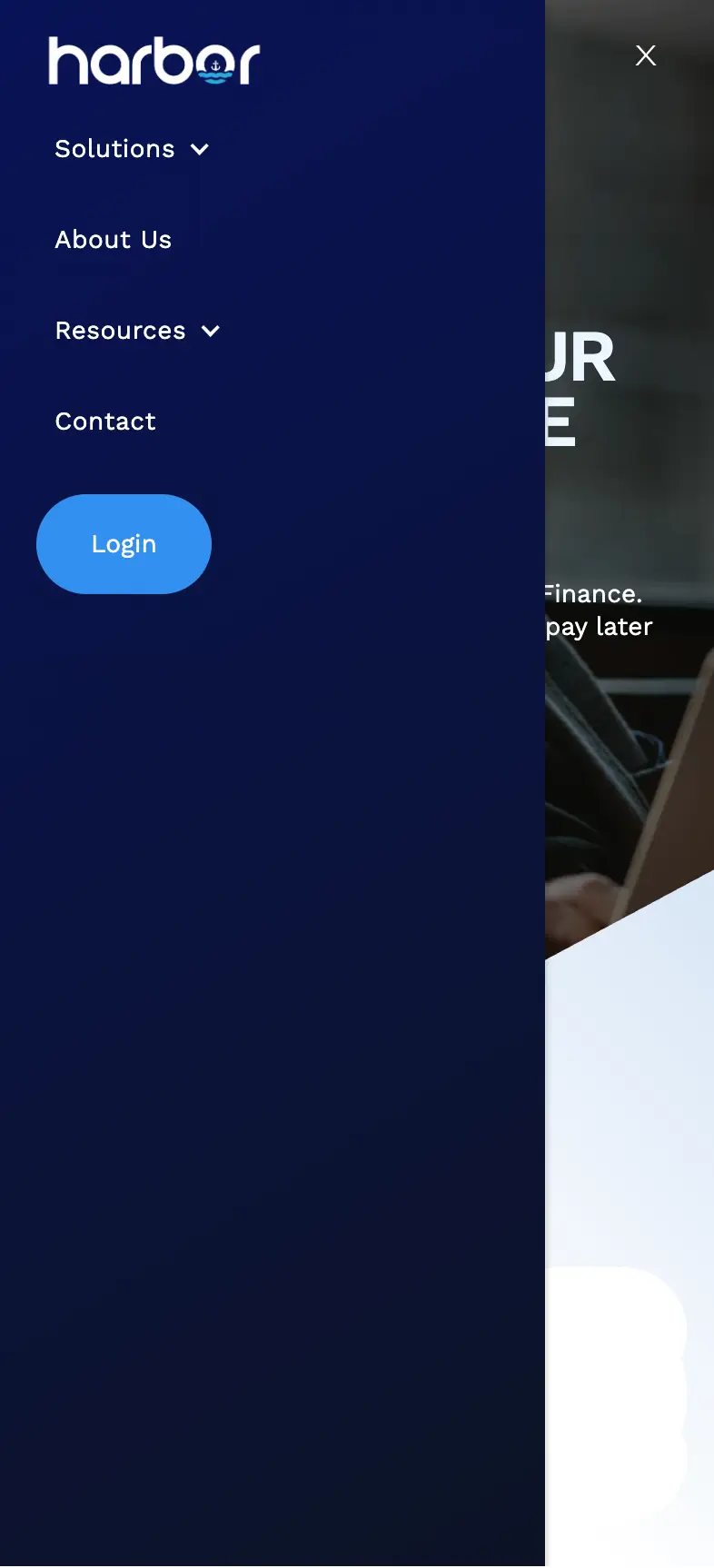 Harbor Webflow mobile navigation menu