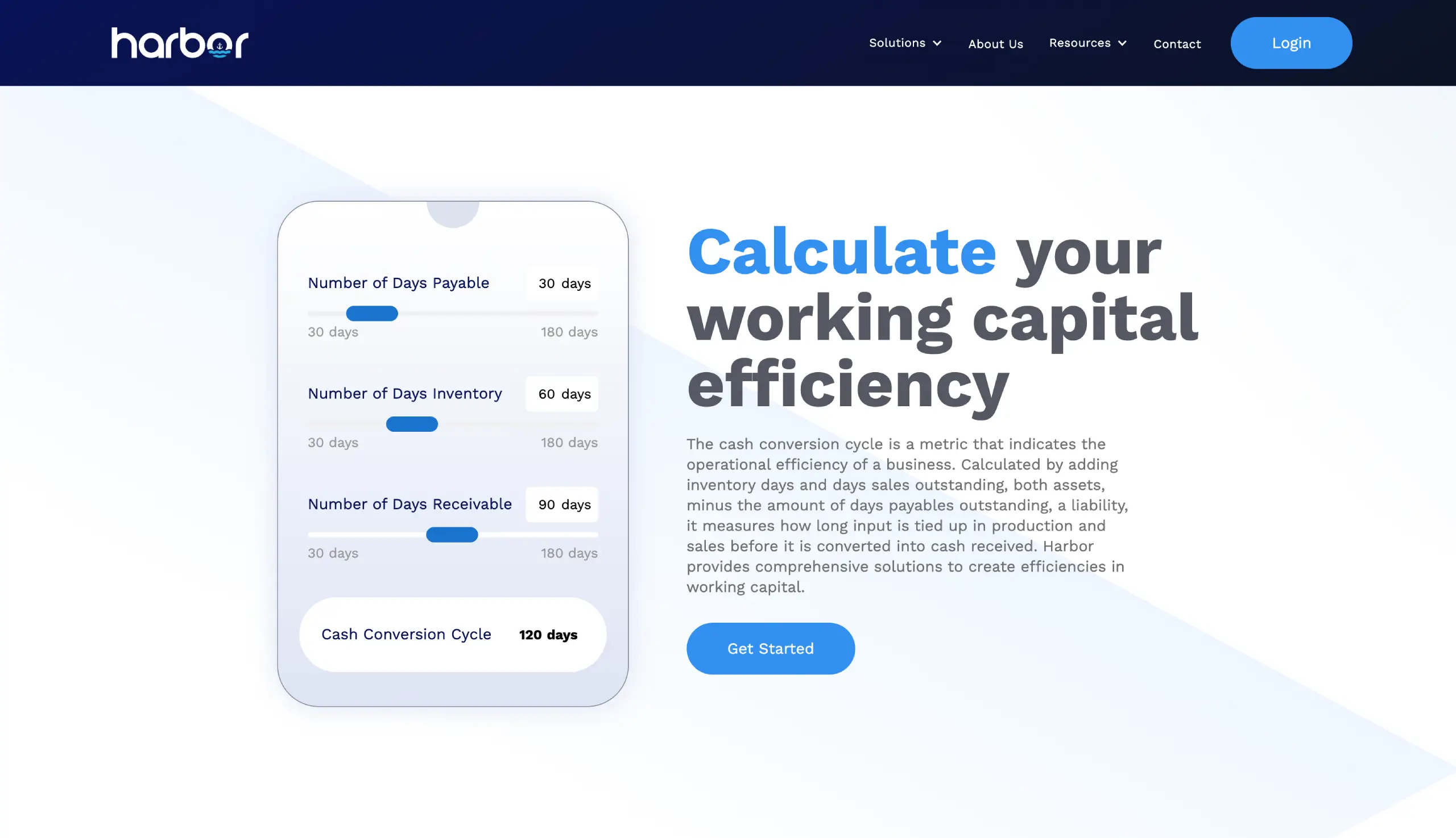 Harbor custom working capital calculator