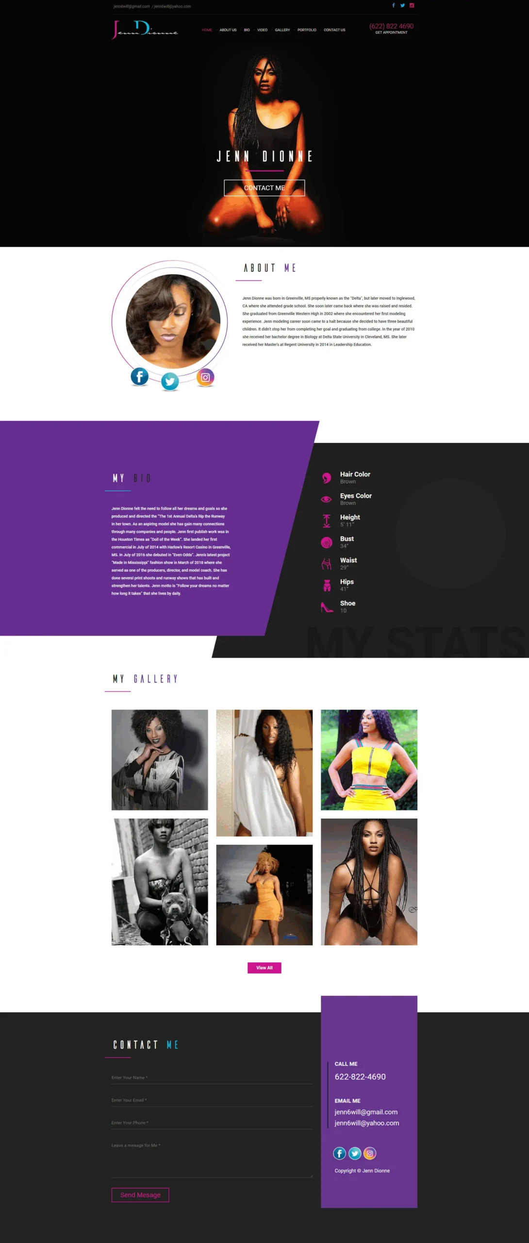Jenn Dionne’s personal website, designed and developed by Bipixels.