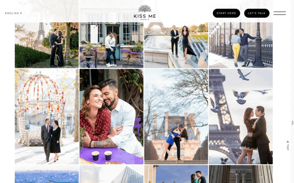 Expanded photograph in the Kiss Me in Paris gallery with a caption and navigation controls.
